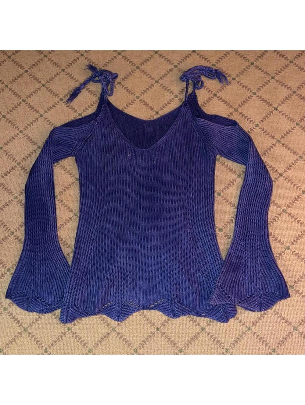 Vintage Havana cutout top w bell cuffs S